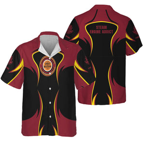 Railspirit Personalized Chicago Great Western Railroad Hawaiian Shirt Distinctive Flame Style Shirt For Steam Engine Addict