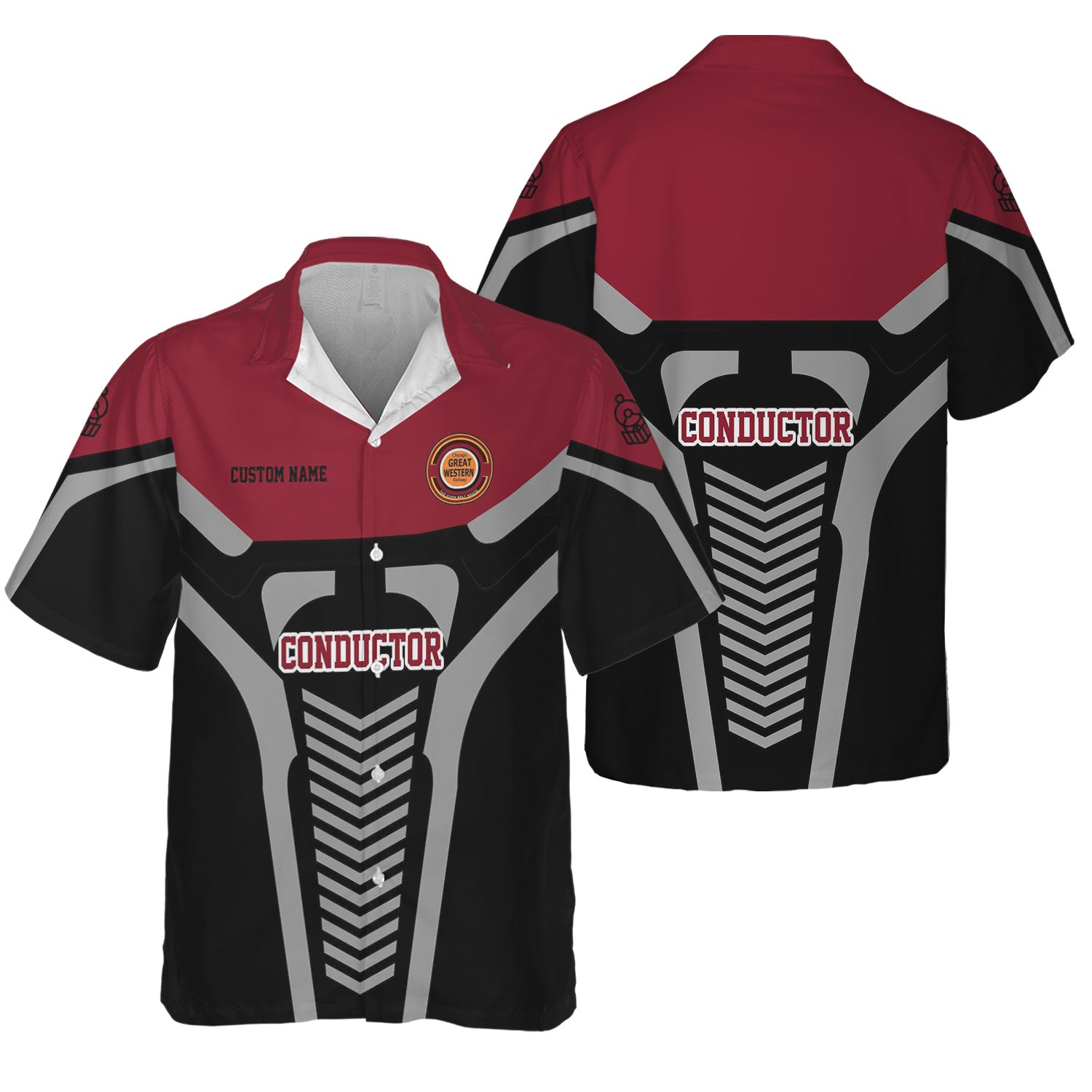 Railspirit Personalized Chicago Great Western Railroad Hawaiian Shirt Track-Inspired with Custom Job Position Train Shirt