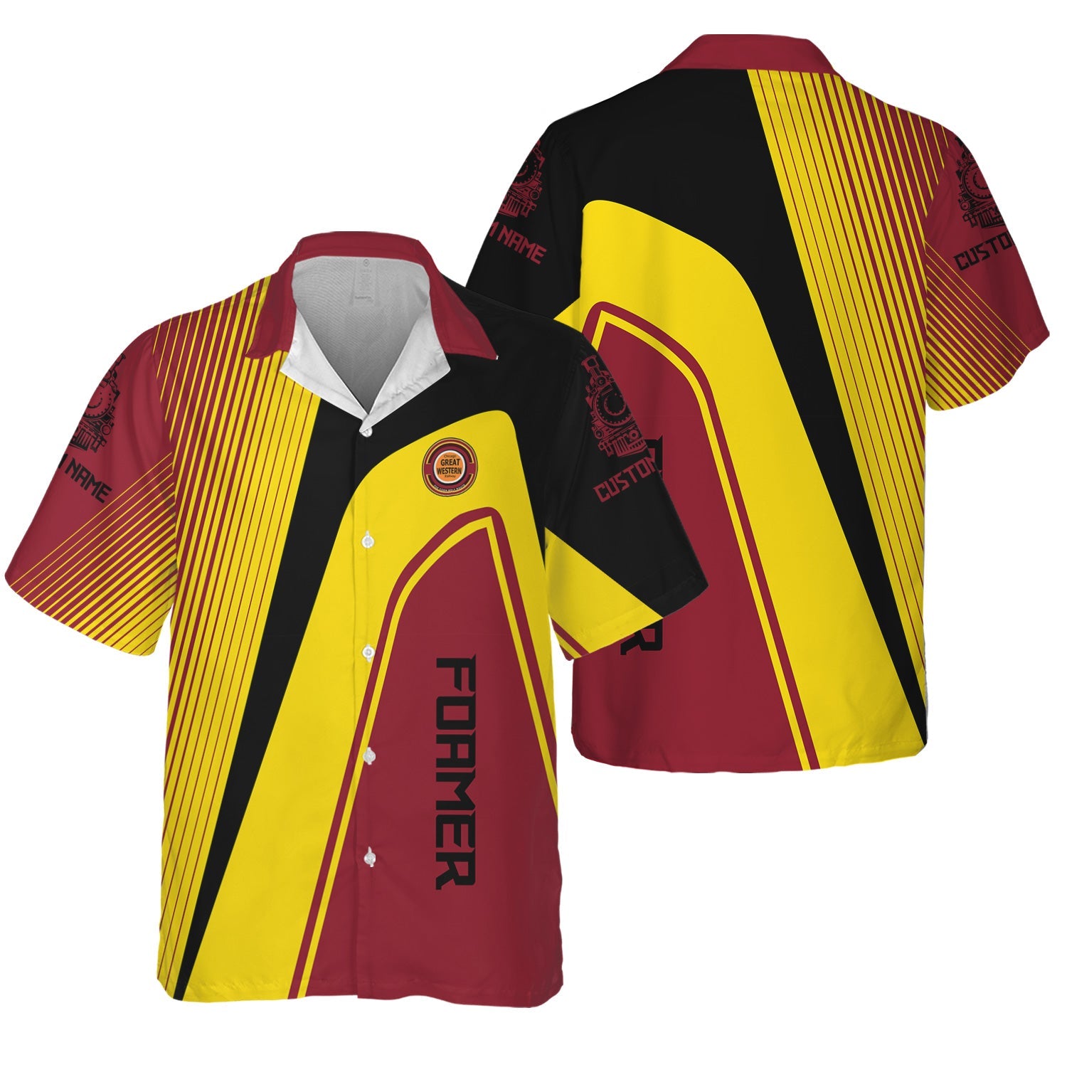 Railspirit Personalized Chicago Great Western Railroad Hawaiian Shirt Vibrant Striking Style Shirt For Rail Enthusiasts