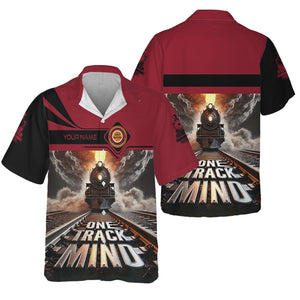 Railspirit Personalized Chicago Great Western Railroad Hawaiian Shirt One Track Mind Train Printed Shirt