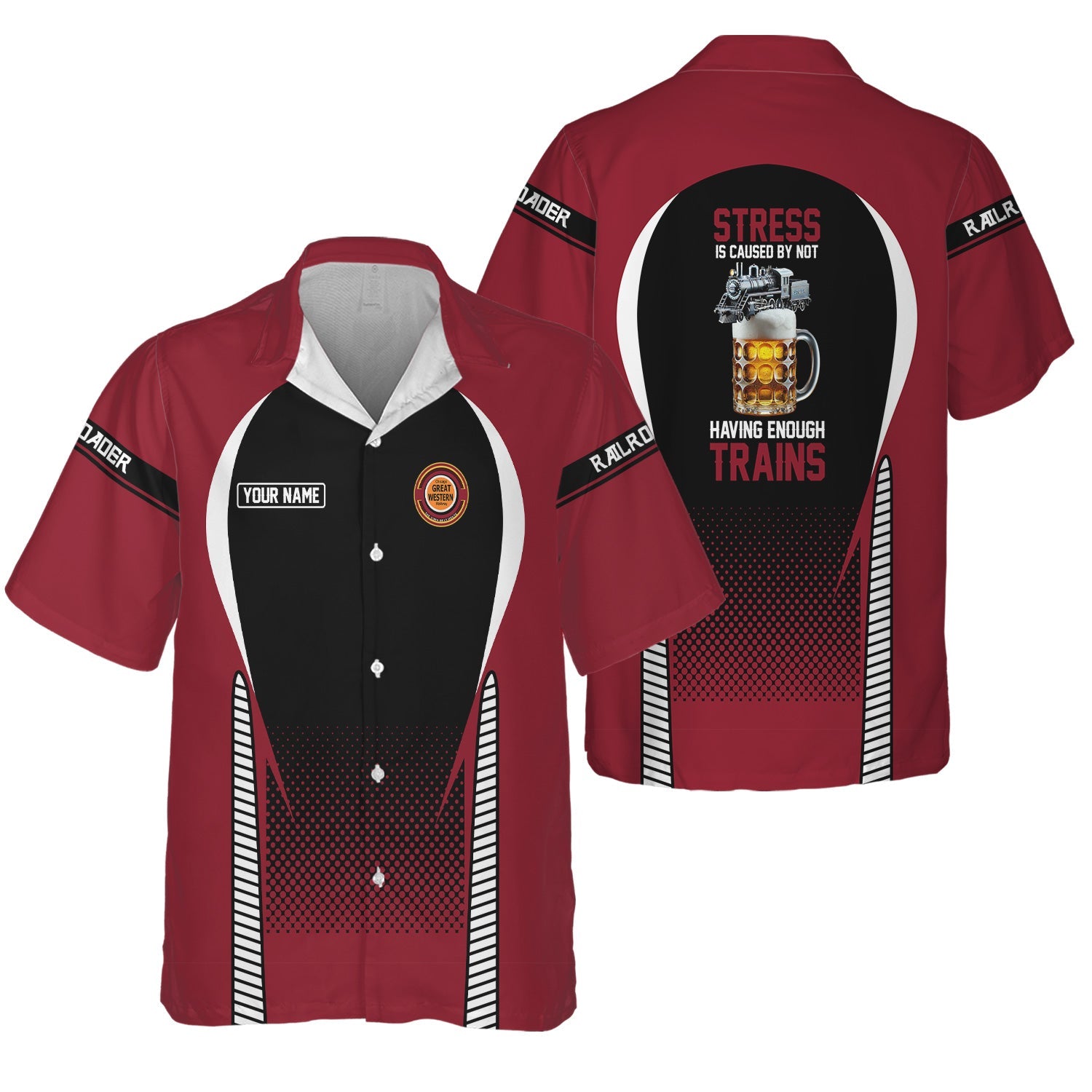 Railspirit Personalized Chicago Great Western Railroad Hawaiian Shirt Stress Is Caused By Not Having Enough Trains Shirt All Over Print