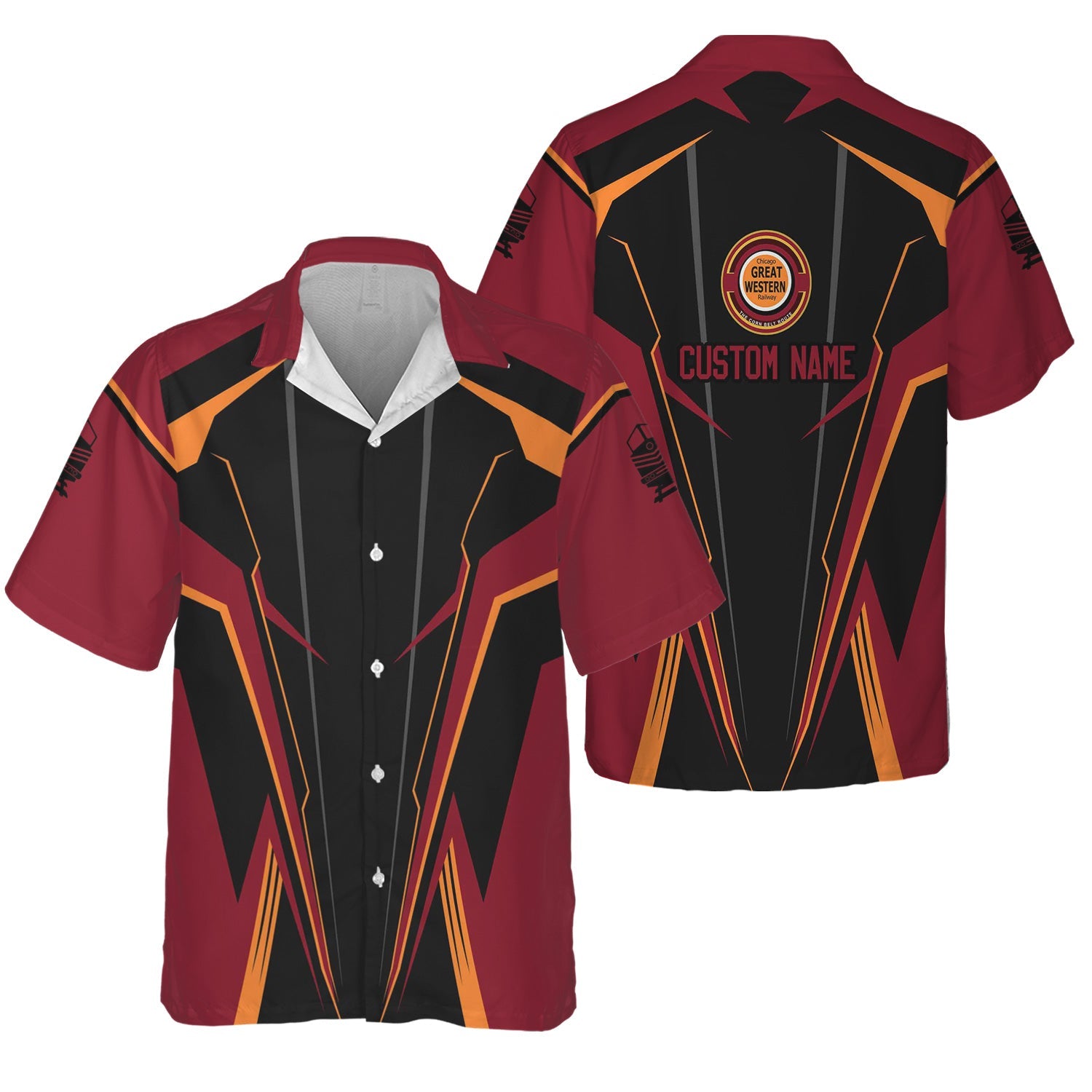 Railspirit Personalized Chicago Great Western Railroad Hawaiian Shirt Lightning-Edge Design Train Shirt For Railroad Lovers