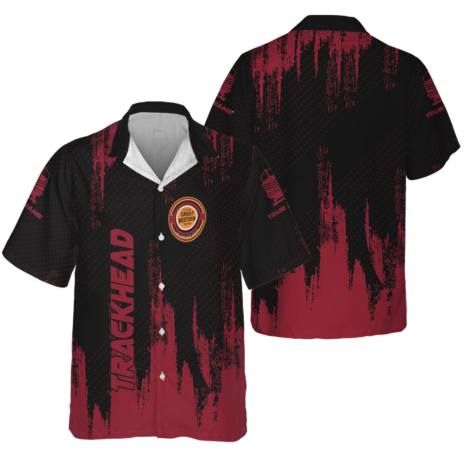 Railspirit Personalized Chicago Great Western Railroad Hawaiian Shirt Paint Impact Design Train Shirt for Trackhead
