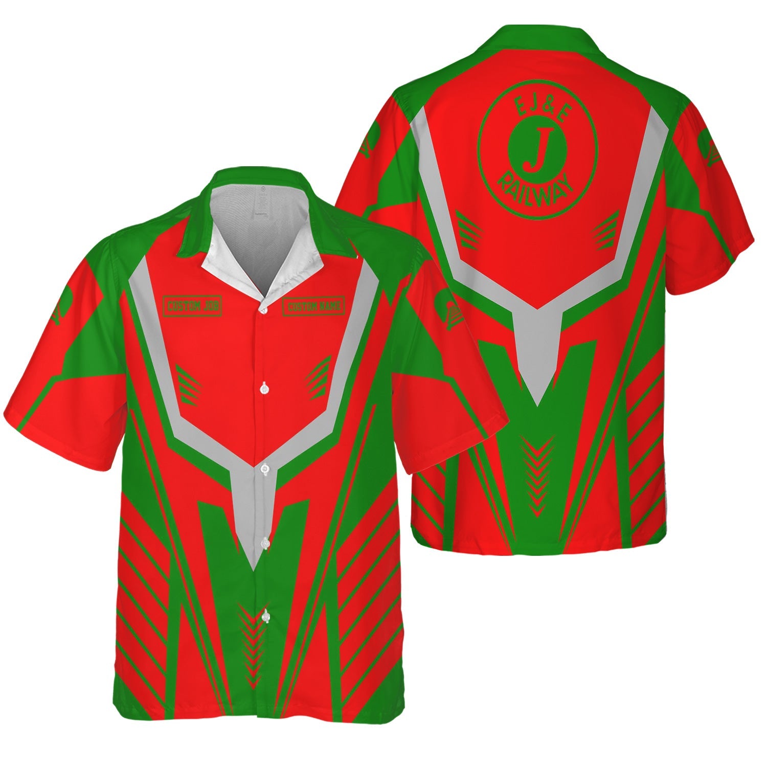 Railspirit Personalized Elgin Joliet And Eastern Railroad Hawaiian Shirt Workwear-Inspired with Custom Position Train Shirt