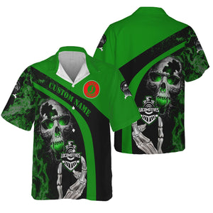 Railspirit Personalized Elgin Joliet And Eastern Railroad Hawaiian Shirt Flame Skull Design Train Shirt for Locomotive Fans