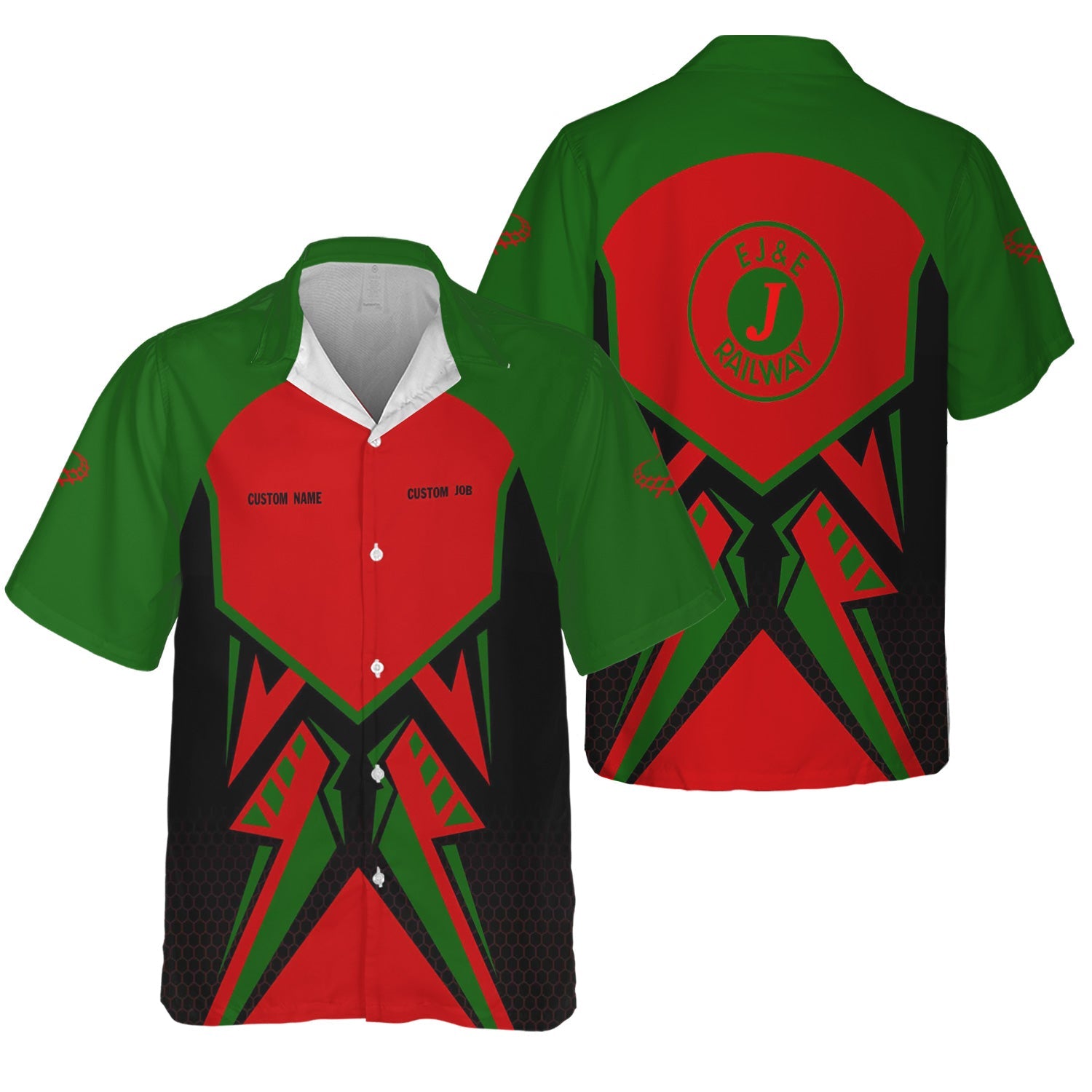 Railspirit Personalized Elgin Joliet And Eastern Railroad Hawaiian Shirt Vibriant Style with Custom Position Train Shirt