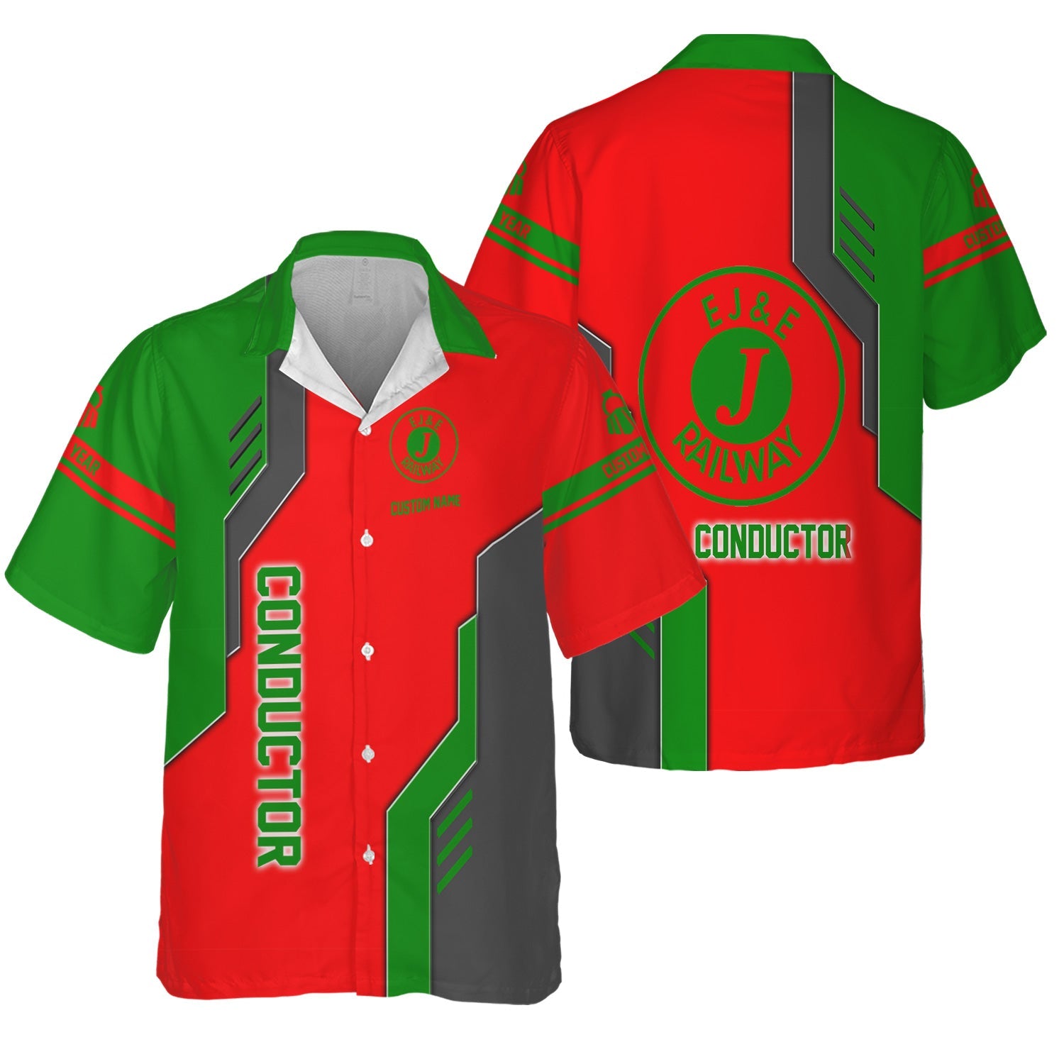 Railspirit Personalized Elgin Joliet And Eastern Railroad Hawaiian Shirt Unique Railway Style with Custom Job Train Shirt