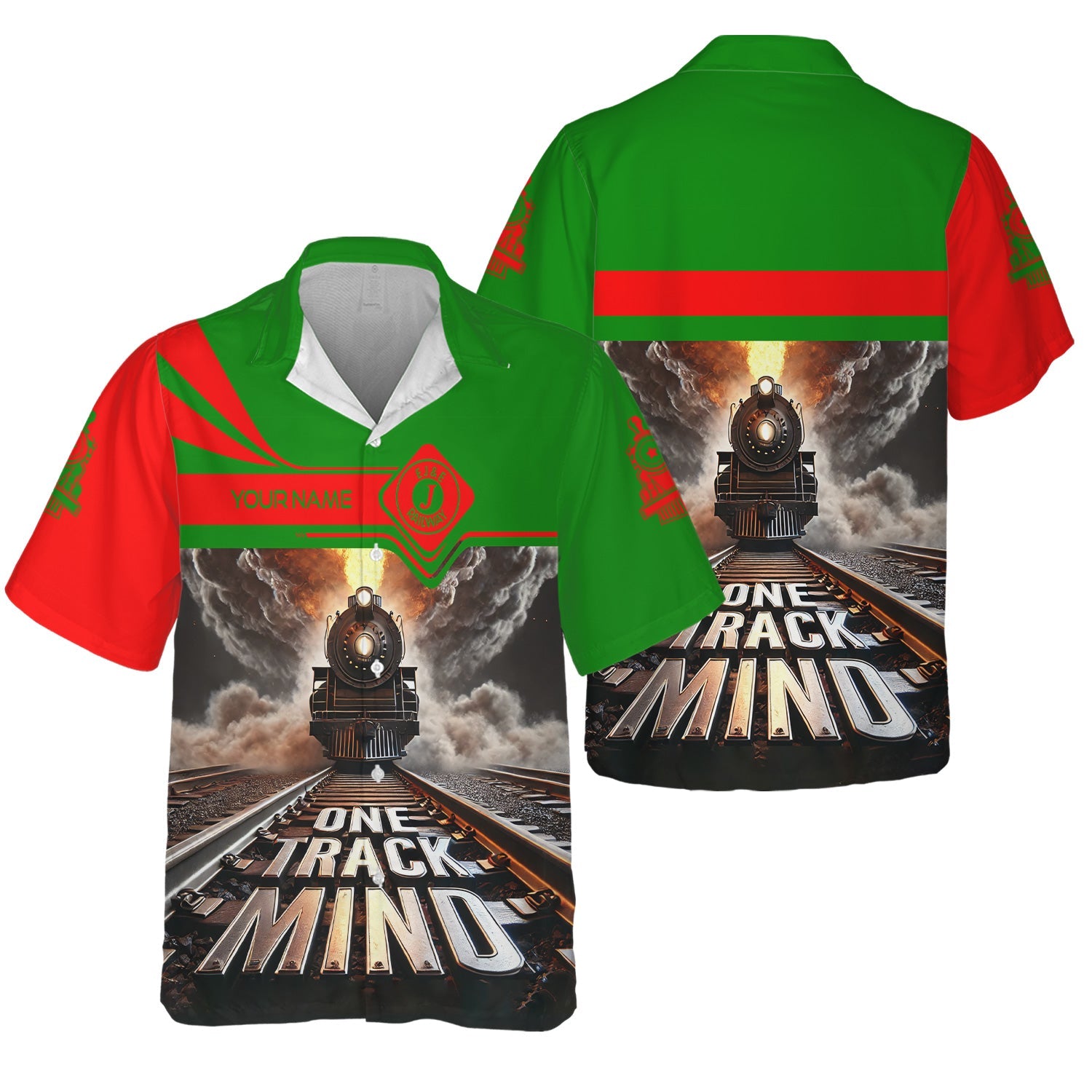 Railspirit Personalized Elgin Joliet And Eastern Railroad Hawaiian Shirt One Track Mind Train Printed Shirt