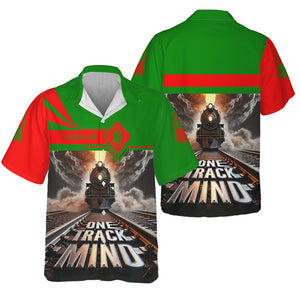 Railspirit Personalized Elgin Joliet And Eastern Railroad Hawaiian Shirt One Track Mind Train Printed Shirt