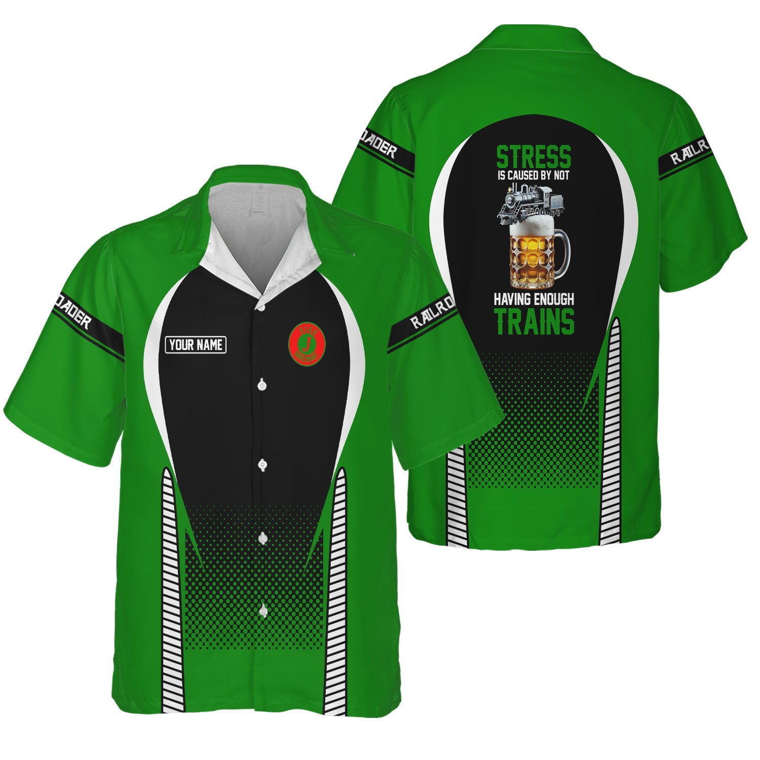 Railspirit Personalized Elgin Joliet And Eastern Railroad Hawaiian Shirt Stress Is Caused By Not Having Enough Trains Shirt All Over Print