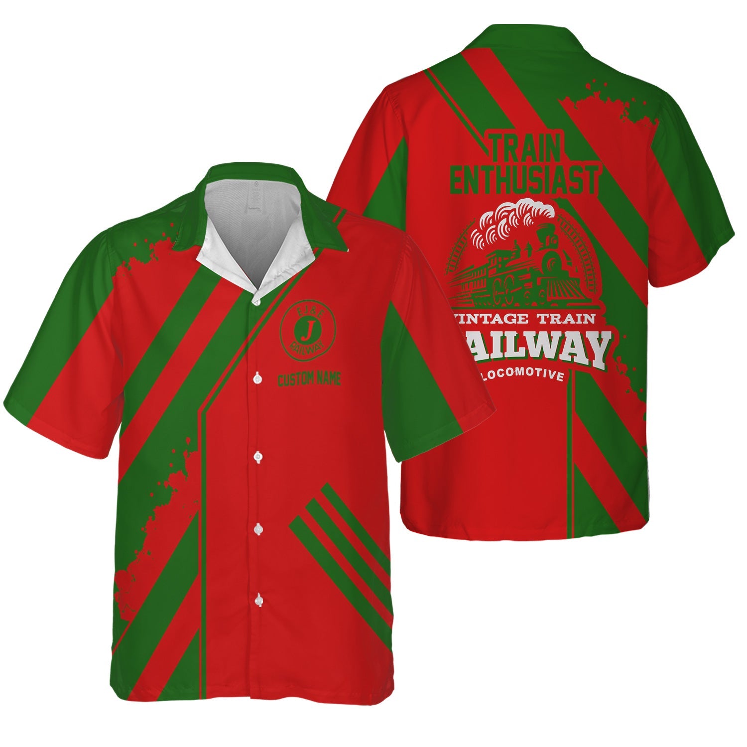 Railspirit Personalized Elgin Joliet And Eastern Railroad Hawaiian Shirt Locomotive Design Train Shirt for Train Enthusiast