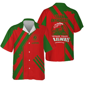 Railspirit Personalized Elgin Joliet And Eastern Railroad Hawaiian Shirt Locomotive Design Train Shirt for Train Enthusiast