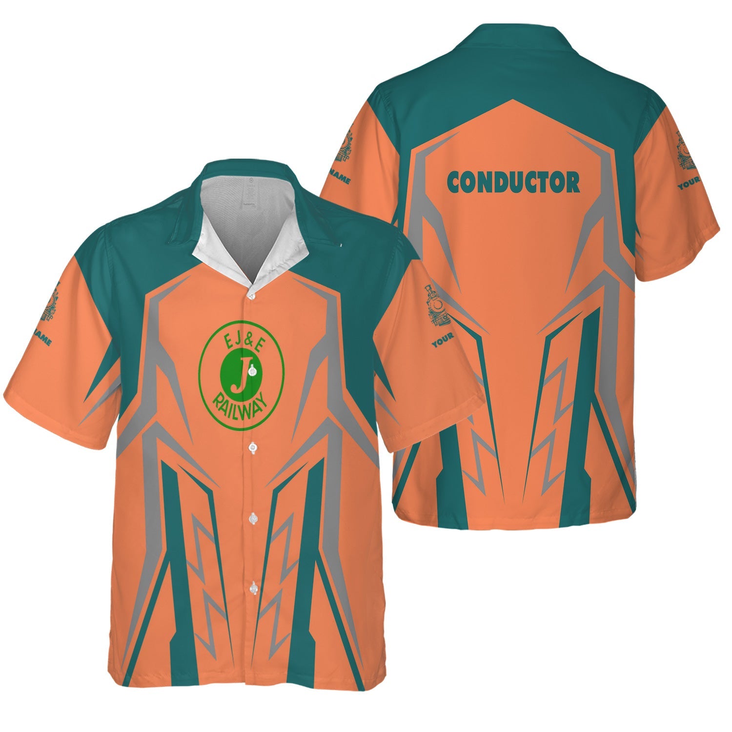 Railspirit Personalized Elgin Joliet And Eastern Railroad Hawaiian Shirt Futuristic Design with Custom Job Train Shirt