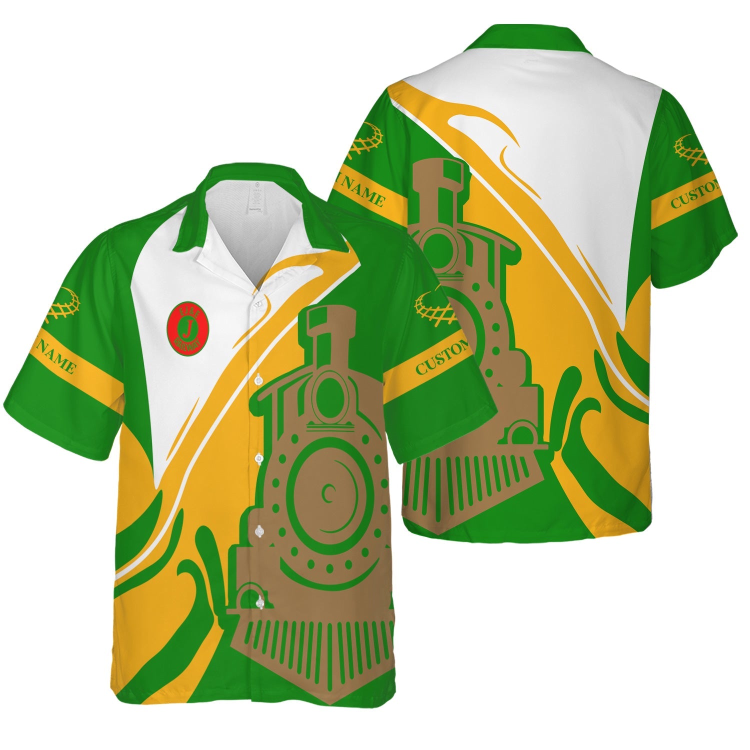 Railspirit Personalized Elgin Joliet And Eastern Railroad Hawaiian Shirt Flame-Inspired Style Shirt Gift Idea For Train Lovers