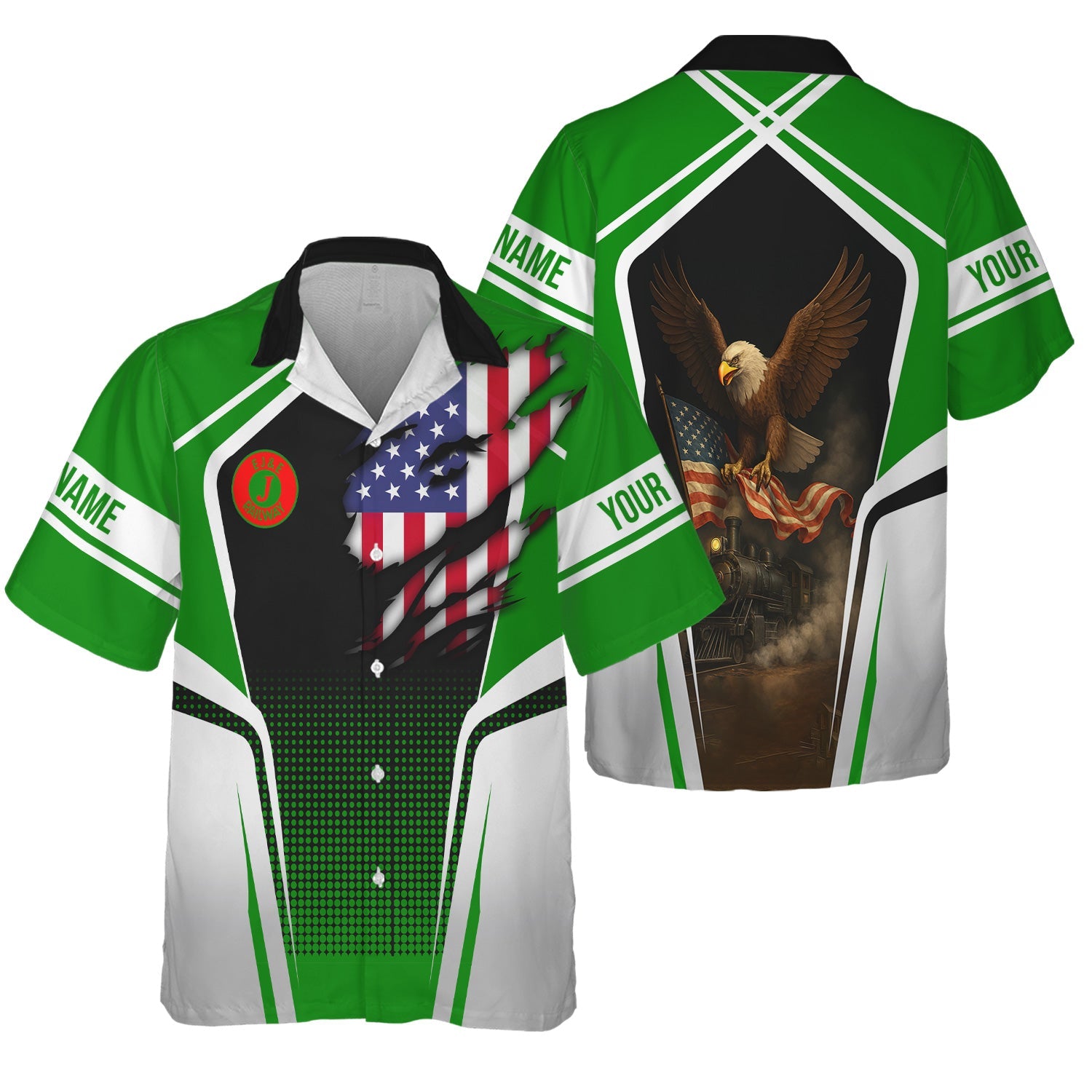 Railspirit Personalized Elgin Joliet And Eastern Railroad Hawaiian Shirt American Eagle Vintage Train Shirt