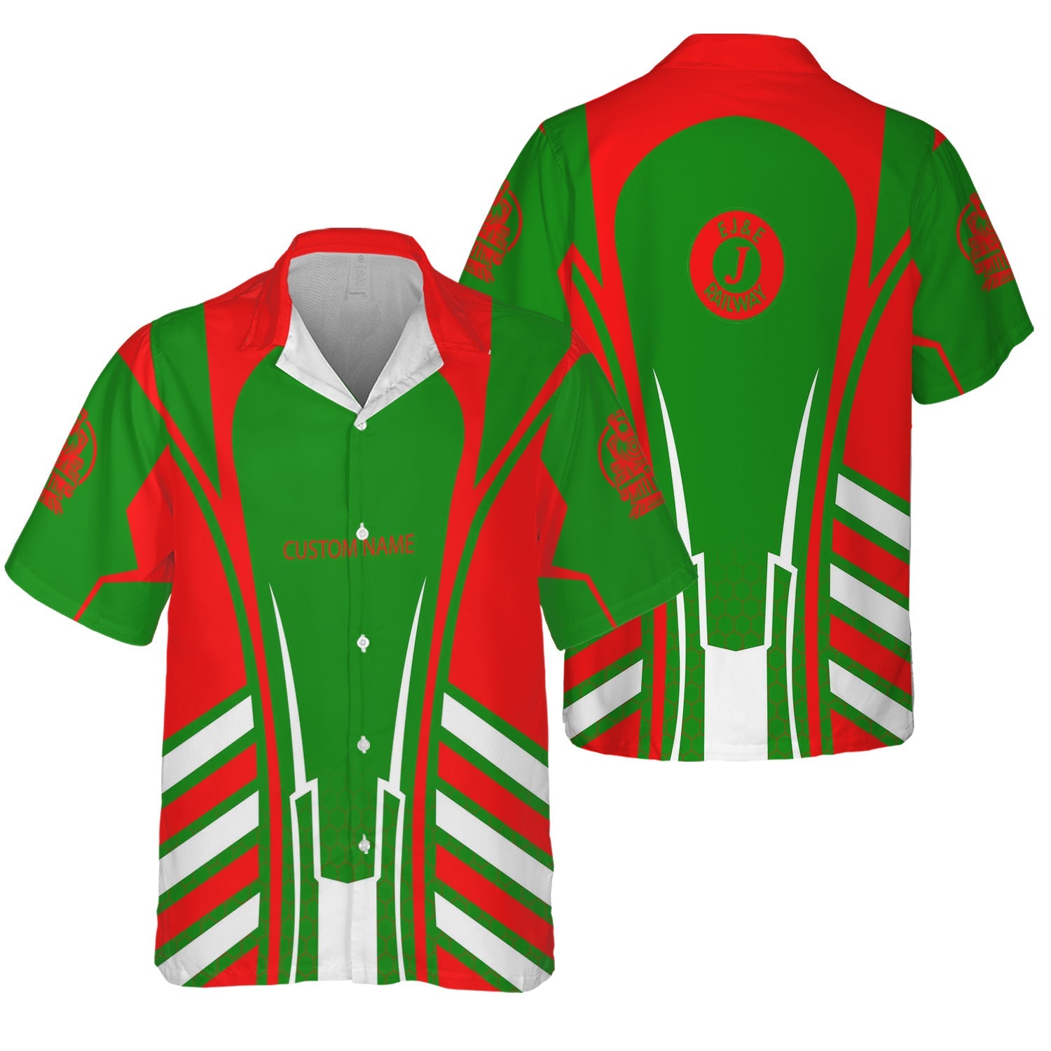 Railspirit Personalized Elgin Joliet And Eastern Railroad Hawaiian Shirt Striped Railroad Style Train Shirt All Over Print