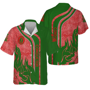 Railspirit Personalized Elgin Joliet And Eastern Railroad Hawaiian Shirt Flame Design with Custom Job Position Train Shirt