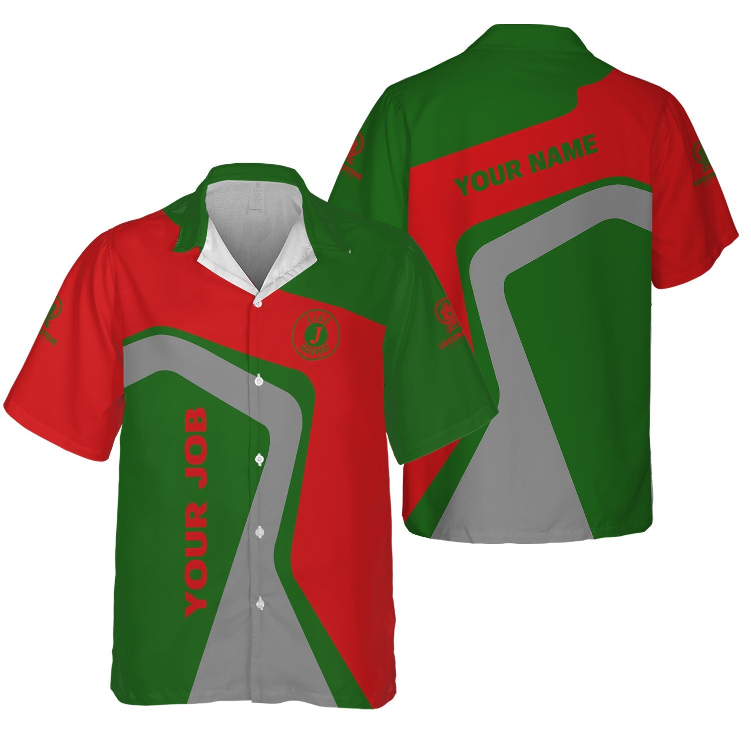 Railspirit Personalized Elgin Joliet And Eastern Railroad Hawaiian Shirt Unique Design with Custom Job Position Train Shirt