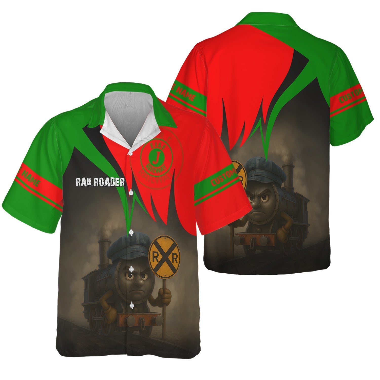 Railspirit Personalized Elgin Joliet And Eastern Railroad Hawaiian Shirt Angry Train Hawaiian Shirt Gift Idea For Train Lover