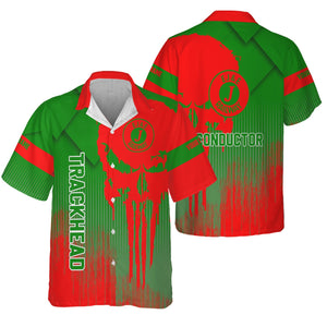 Railspirit Personalized Elgin Joliet And Eastern Railroad Hawaiian Shirt Skull Design with Custom Job Train Shirt for Trackhead Crew