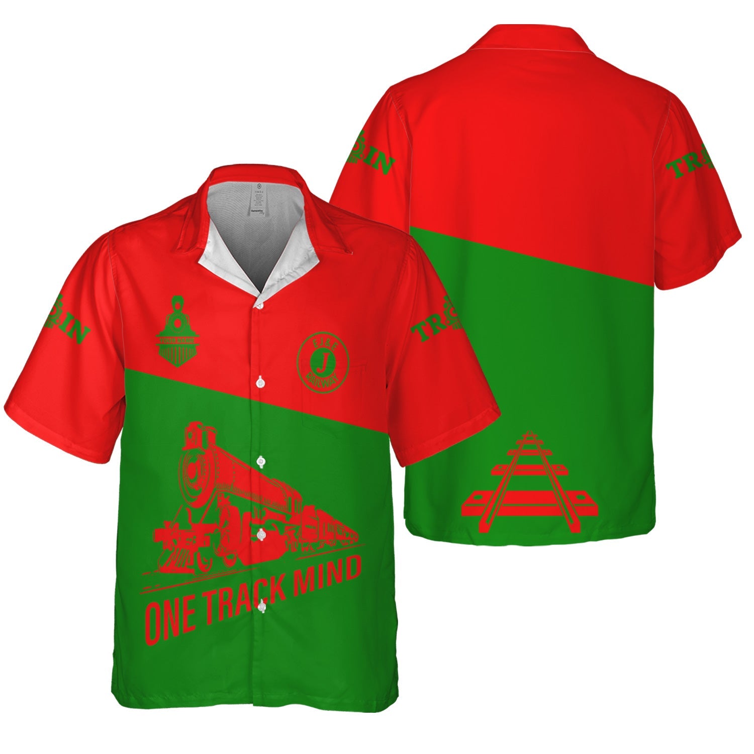 Railspirit Personalized Elgin Joliet And Eastern Railroad Hawaiian Shirt One Track Mind Unisex Train Shirt Gift Idea For Train Lover