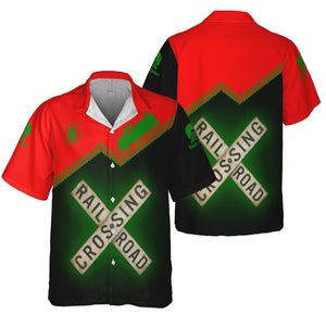 Railspirit Personalized Elgin Joliet And Eastern Railroad Hawaiian Shirt Railroad Crossing Printed Train Track Shirt