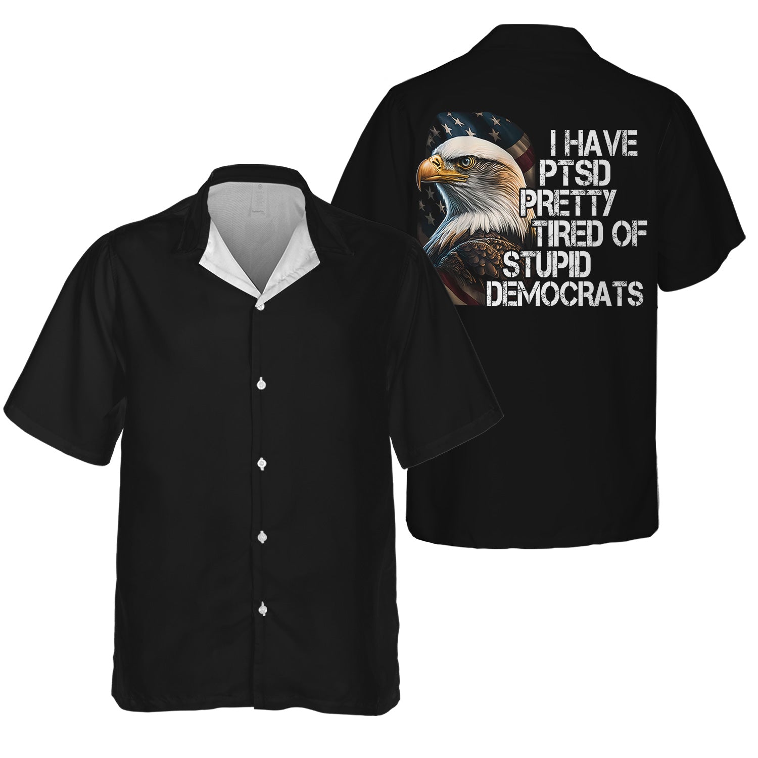 Patriotic Bald Eagle T-Shirt, I Have PTSD Pretty Quote Shirt, USA Flag Eagle Graphic Hoodie for American Pride & Freedom Lovers