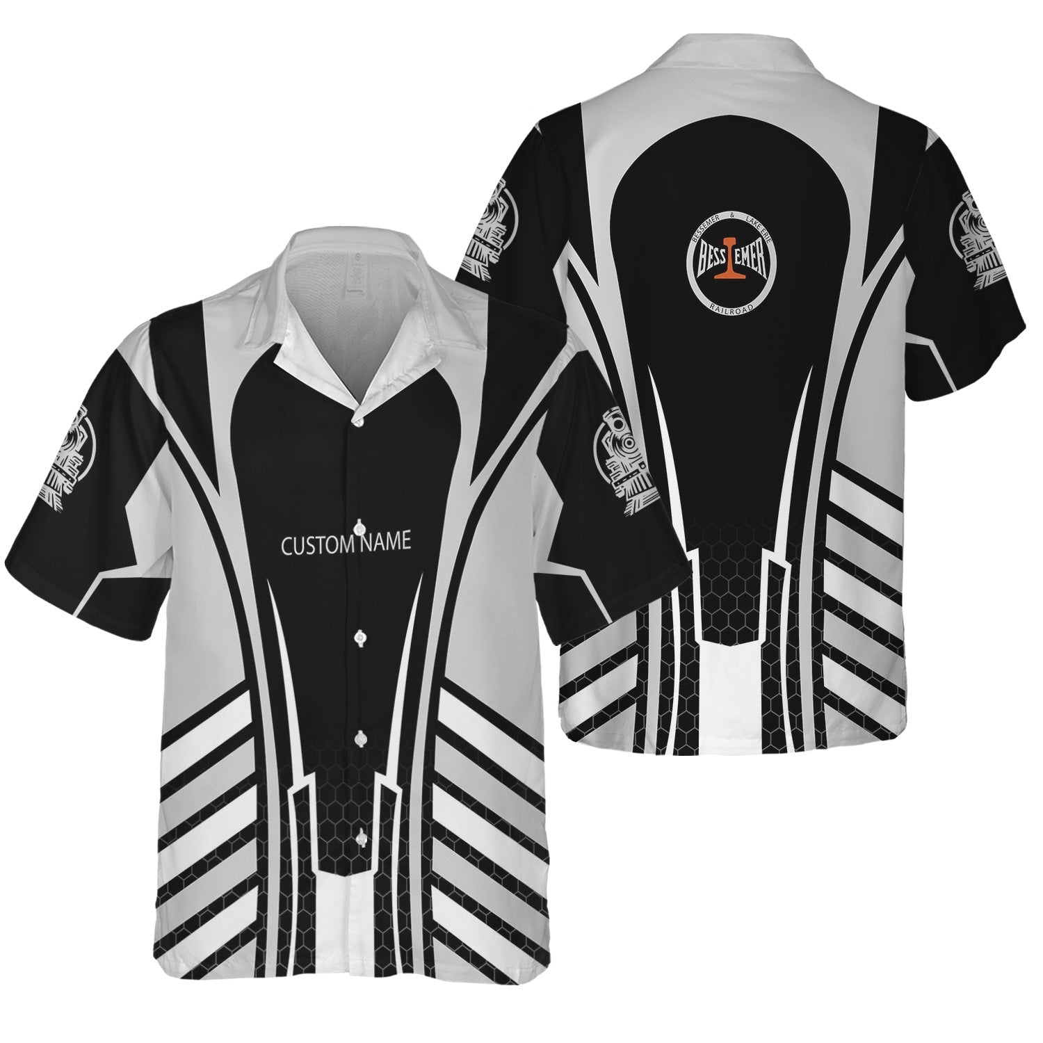 Railspirit Personalized Bessemer And Lake Erie Railroad Hawaiian Shirt Striped Railroad Style Train Shirt All Over Print