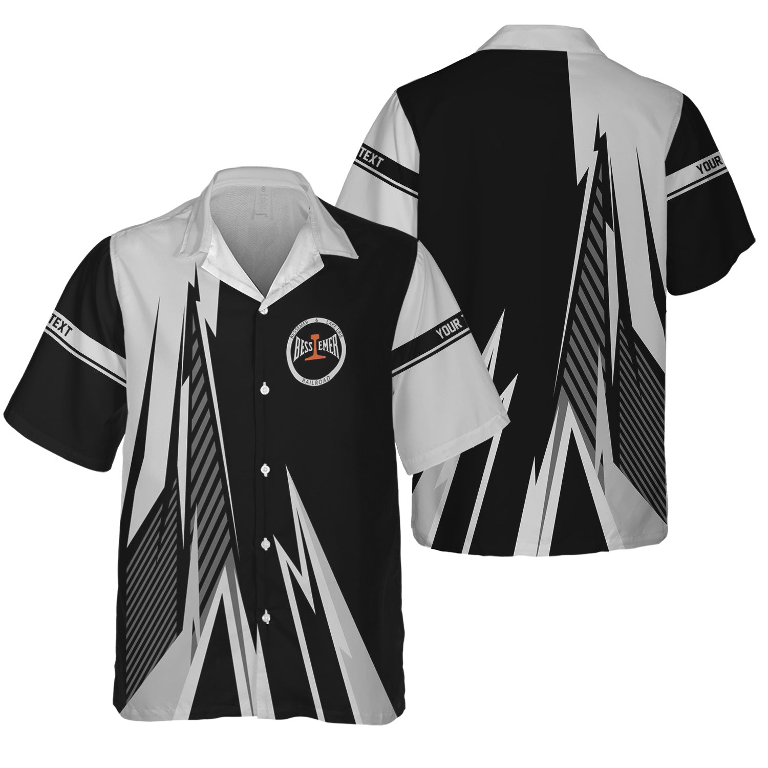 Railspirit Personalized Bessemer And Lake Erie Railroad Hawaiian Shirt Lightning-Inspired Railway Style Shirt For Train Lovers