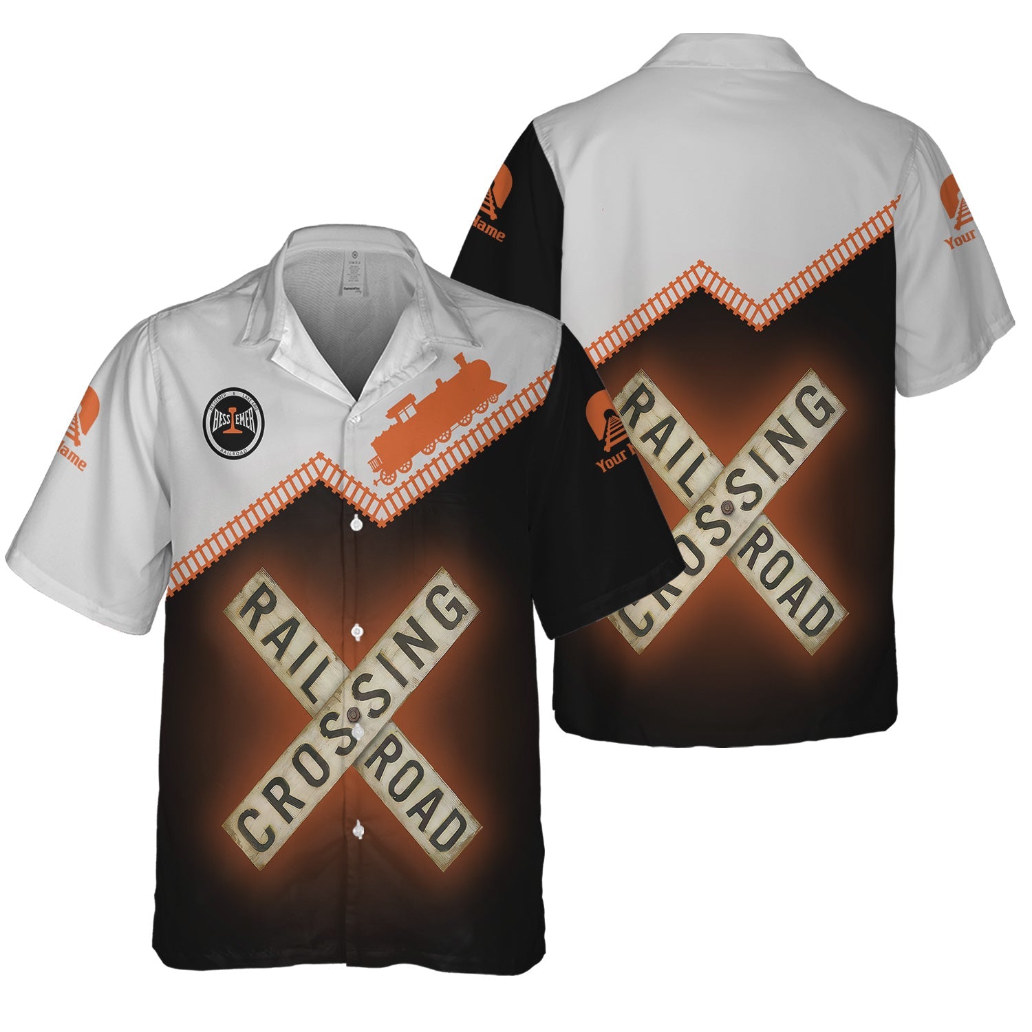 Railspirit Personalized Bessemer And Lake Erie Railroad Hawaiian Shirt Railroad Crossing Printed Train Track Shirt