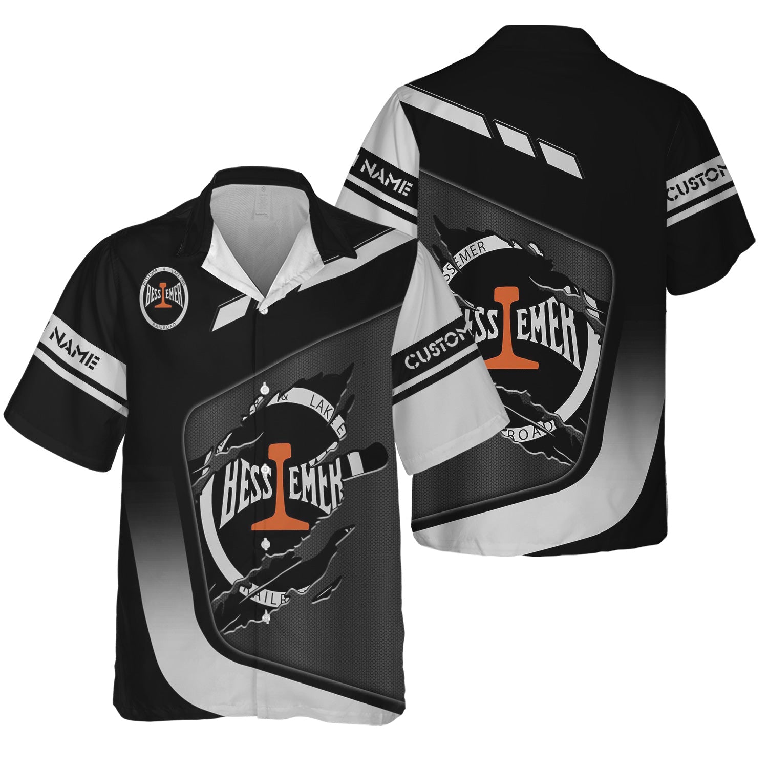 Railspirit Personalized Bessemer And Lake Erie Railroad Hawaiian Shirt Ripped Texture Style Train Shirt For Railroad Fanatic