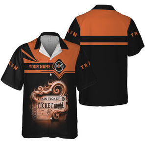 Railspirit Personalized Bessemer And Lake Erie Railroad Hawaiian Shirt Train Ticket  American Locomotive Printed Train