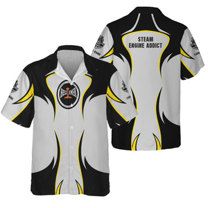 Railspirit Personalized Bessemer And Lake Erie Railroad Hawaiian Shirt Distinctive Flame Style Shirt For Steam Engine Addict