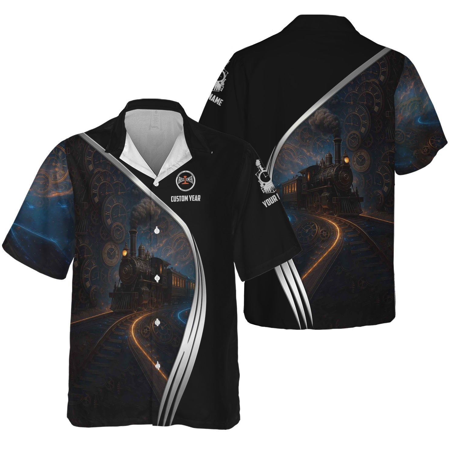 Railspirit Personalized Bessemer And Lake Erie Railroad Hawaiian Shirt Steampunk Locomotive with Custom Year Train Shirt