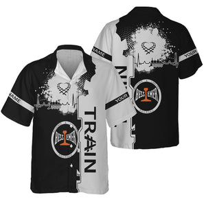 Railspirit Personalized Bessemer And Lake Erie Railroad Hawaiian Shirt Engine Heartbeat and Track Love Style Shirt Gift Idea For Train Lovers