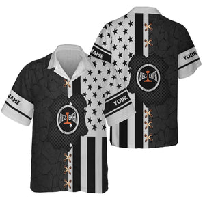 Railspirit Personalized Bessemer And Lake Erie Railroad Hawaiian Shirt American Flag with Crack Effect Train Shirt