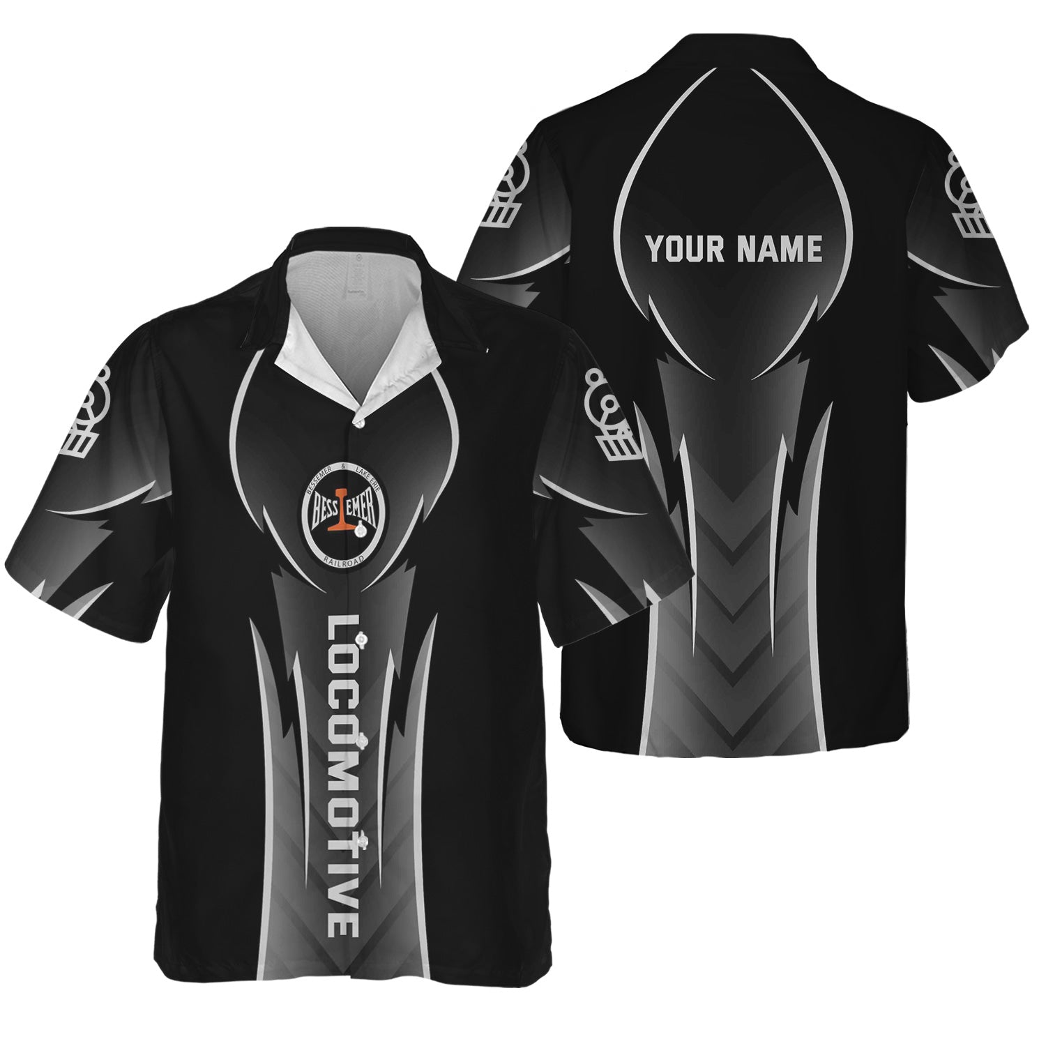 Railspirit Personalized Bessemer And Lake Erie Railroad Hawaiian Shirt Striking Line Style Train Shirt For Locomotive Lovers