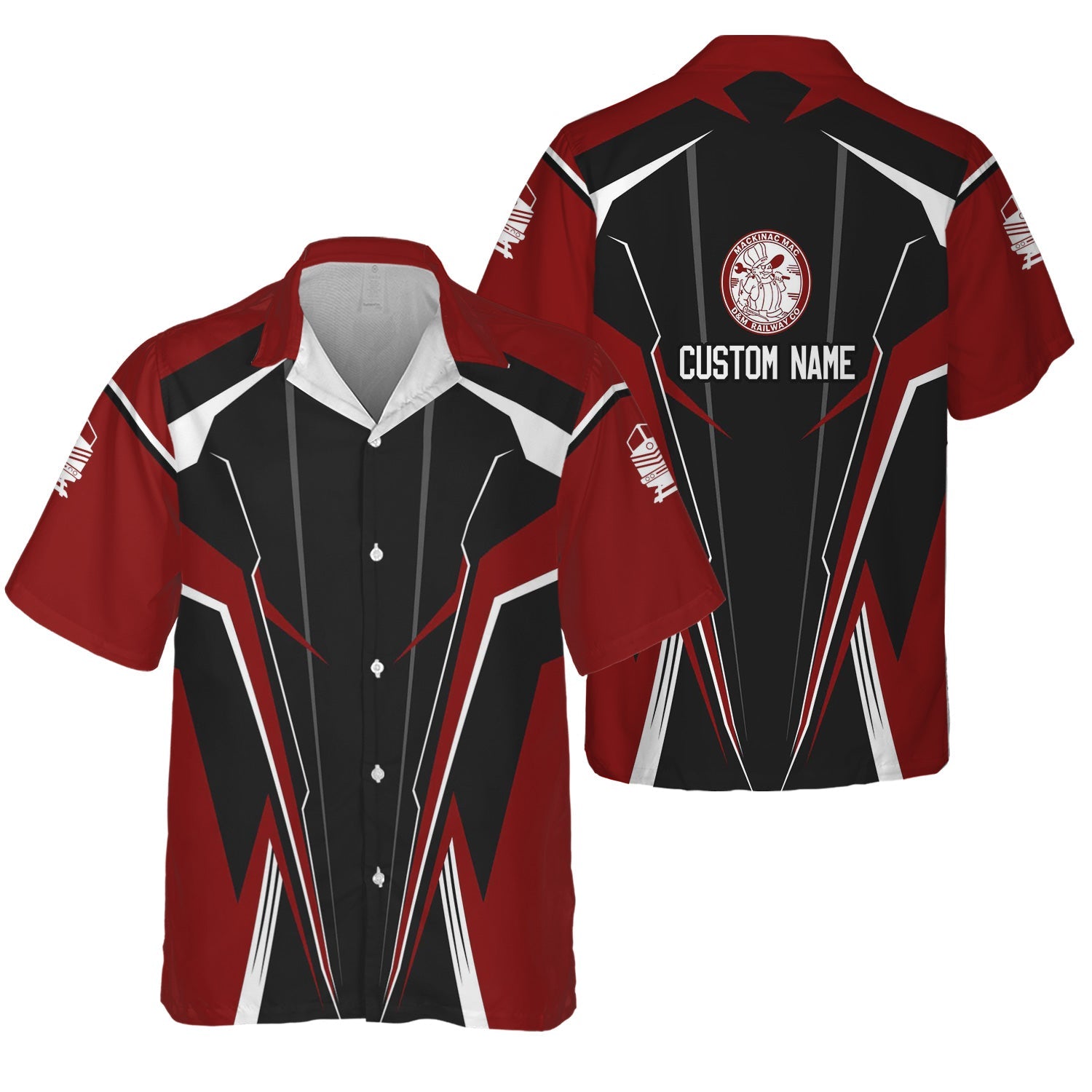 Railspirit Personalized Detroit & Mackinac Railroad Hawaiian Shirt Lightning-Edge Design Train Shirt For Railroad Lovers