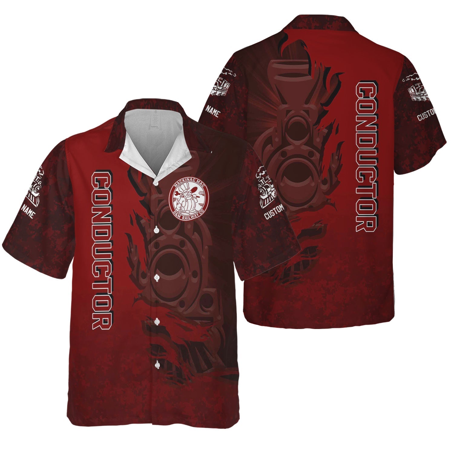 Railspirit Personalized Detroit & Mackinac Railroad Hawaiian Shirt Blazing Style with Custom Position Train Shirt