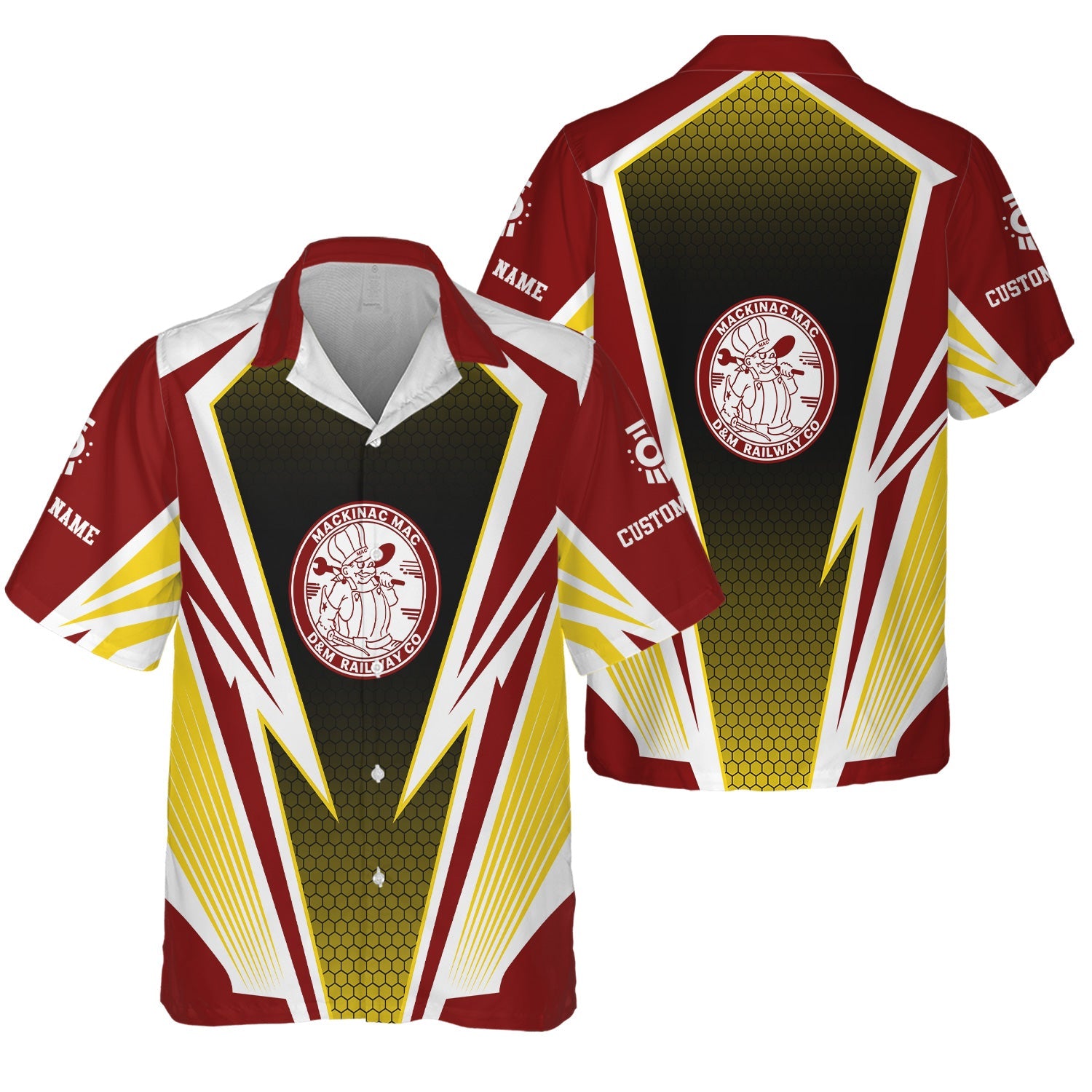 Railspirit Personalized Detroit & Mackinac Railroad Hawaiian Shirt Lightning Graphic Style Shirt Gift Idea For Train Lover