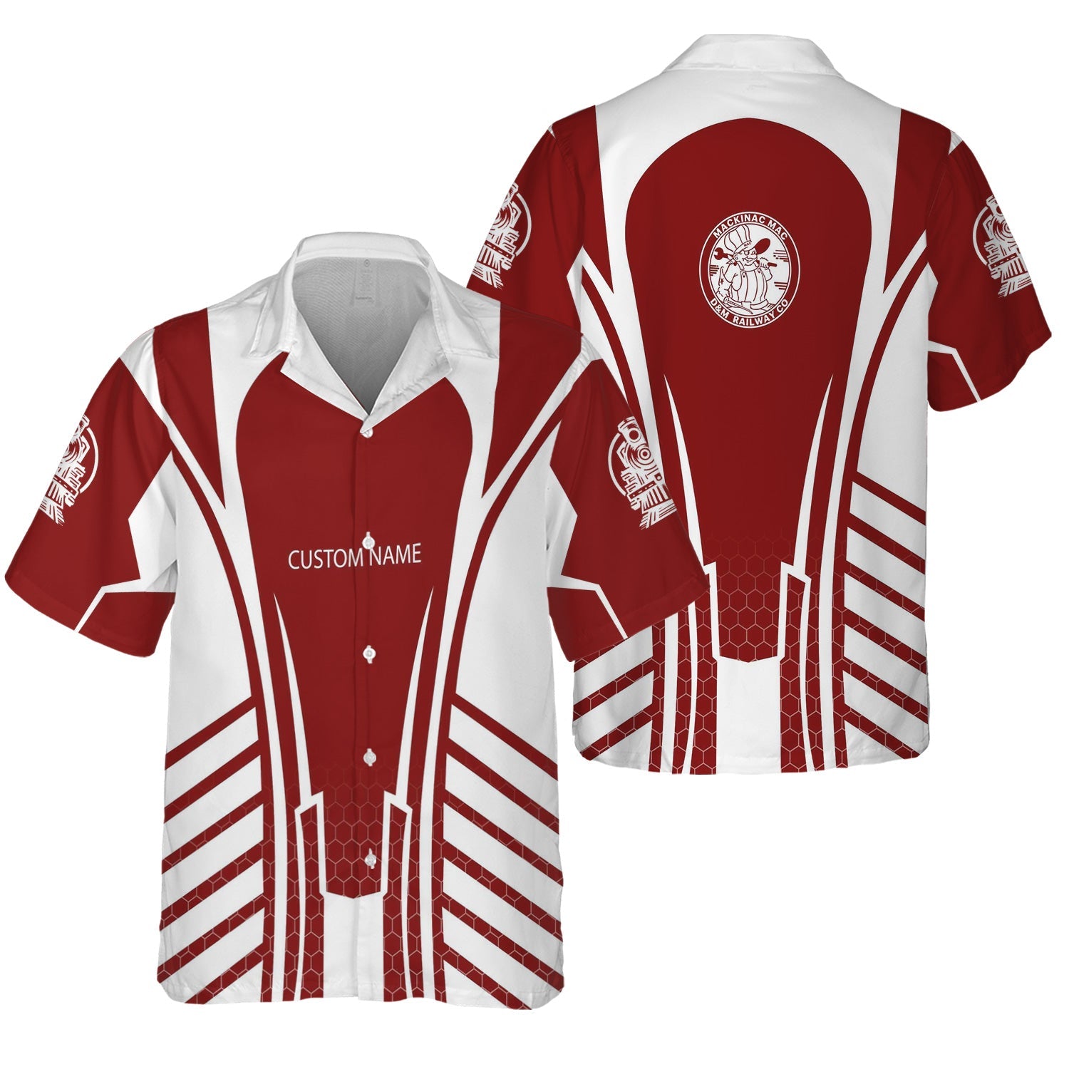 Railspirit Personalized Detroit & Mackinac Railroad Hawaiian Shirt Striped Railroad Style Train Shirt All Over Print