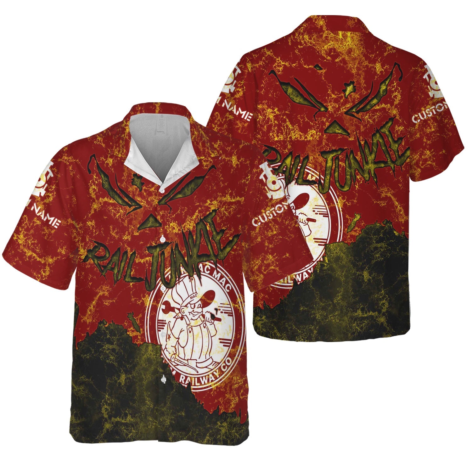Railspirit Personalized Detroit & Mackinac Railroad Hawaiian Shirt Torn Graphic Style Train Shirt For Rail Junkie