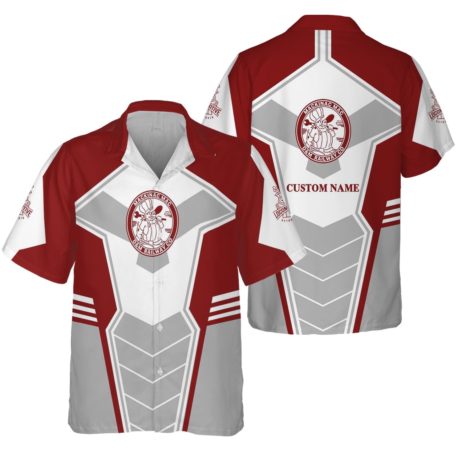 Railspirit Personalized Detroit & Mackinac Railroad Hawaiian Shirt Engine-Inspired Style Train Shirt for Railroad Fanatic