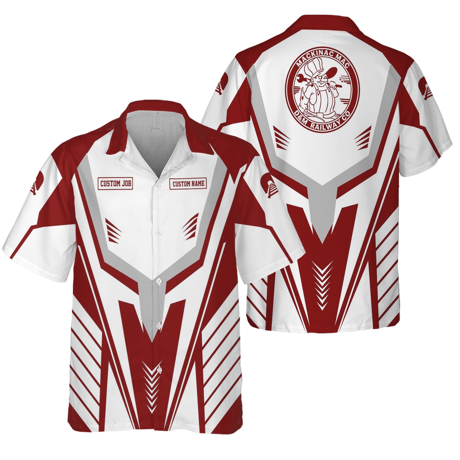 Railspirit Personalized Detroit & Mackinac Railroad Hawaiian Shirt Workwear-Inspired with Custom Position Train Shirt