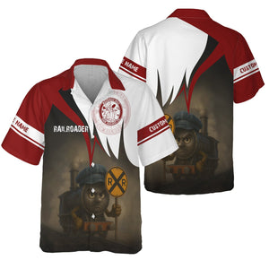 Railspirit Personalized Detroit & Mackinac Railroad Hawaiian Shirt Angry Train Hawaiian Shirt Gift Idea For Train Lover