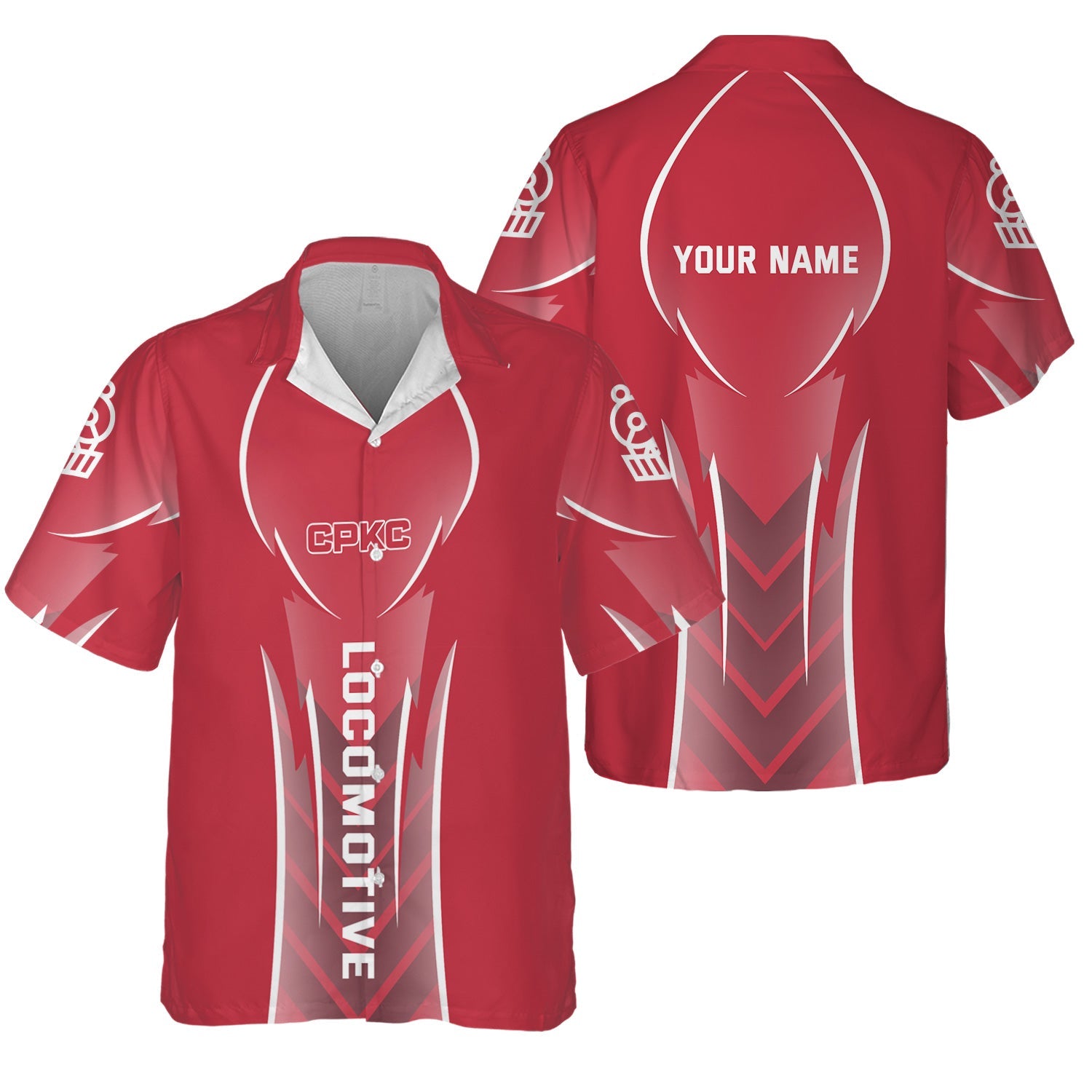 Railspirit Personalized Canadian Pacific Kansas City Hawaiian Shirt Striking Line Style CPKC Train Shirt For Locomotive Lovers