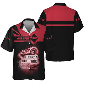 Railspirit Personalized Canadian Pacific Kansas City Hawaiian Shirt Train Ticket  American Locomotive Printed Train