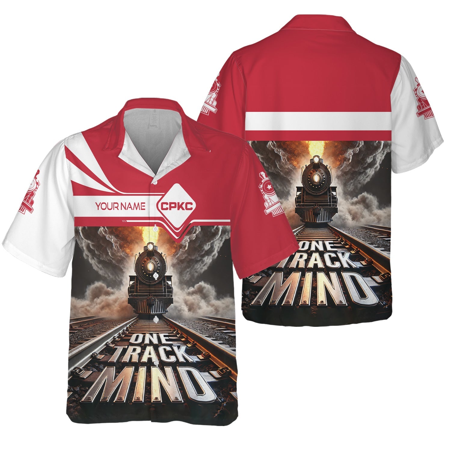 Railspirit Personalized Canadian Pacific Kansas City Hawaiian Shirt One Track Mind CPKC Train Printed Shirt