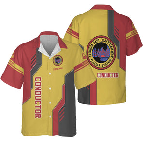 Railspirit Personalized Florida East Coast Railway Hawaiian Shirt Unique Railway Style with Custom Job Train Shirt