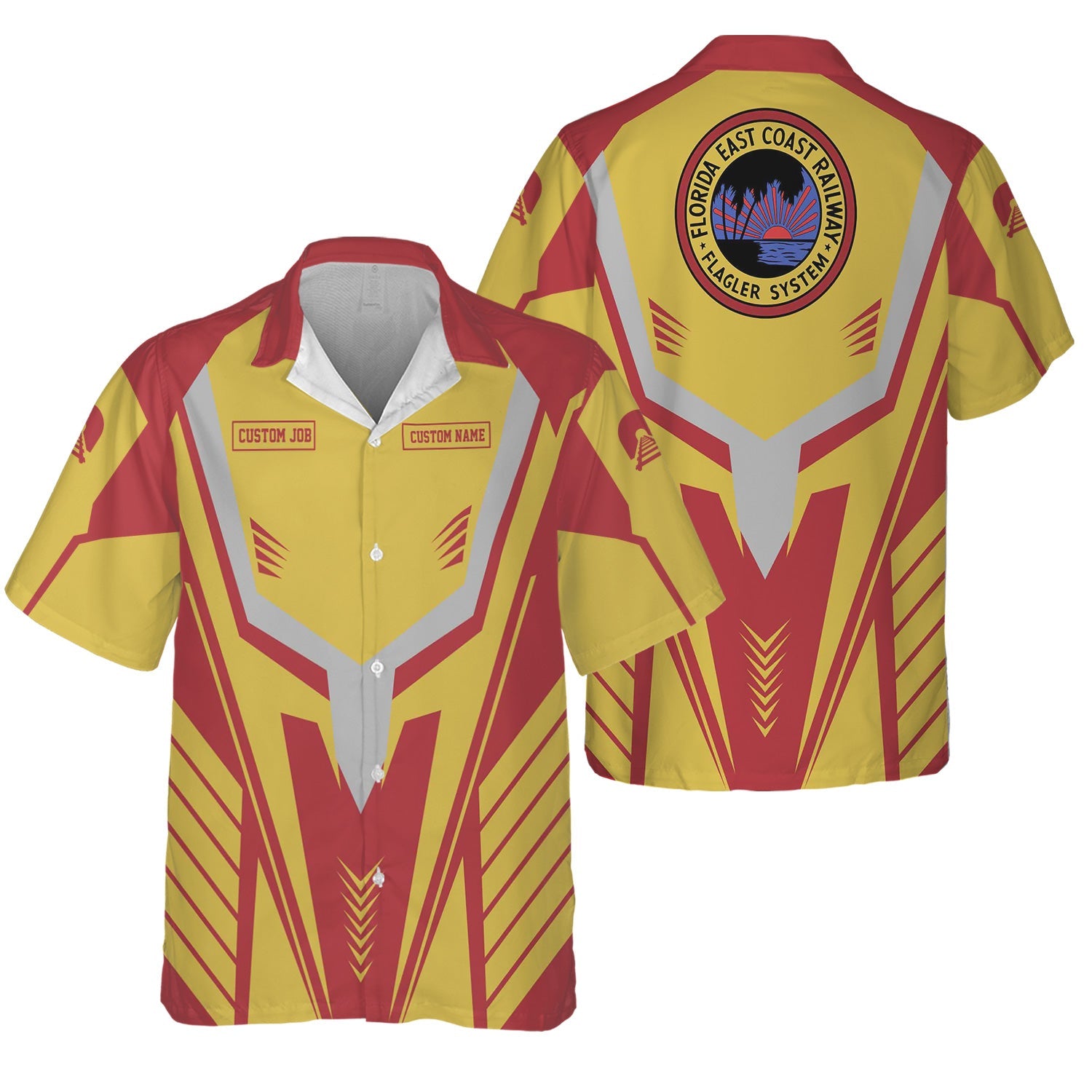 Railspirit Personalized Florida East Coast Railway Hawaiian Shirt Workwear-Inspired with Custom Position Train Shirt